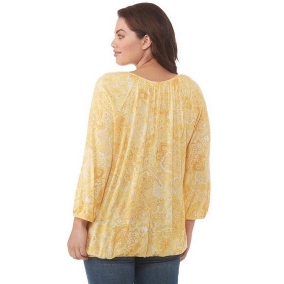 Michael Michael Kors Boxy Loose Fit Top Geo Abstract Colorful Print 3/4 Sleeve - Picture 2 of 16